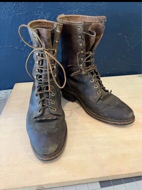 Chippewa Brown Leather Lace-Up Packer Work Boots Size 10B
